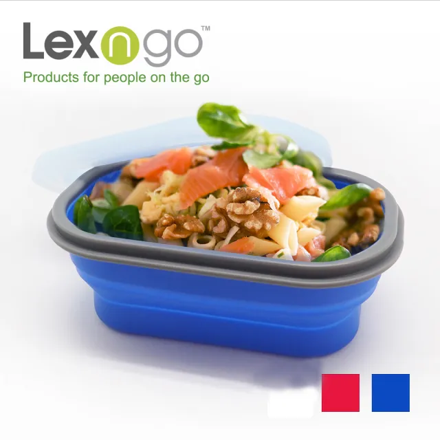 【Lexngo】矽膠蓋可摺疊餐盒-小(餐盒 碗盤 廚具 便當)