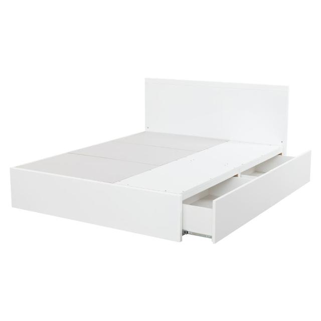 【NITORI 宜得利家居】◎雙人床座 床架 NS-001 WH 抽屜款(床座 床架 抽屜 NS-001)