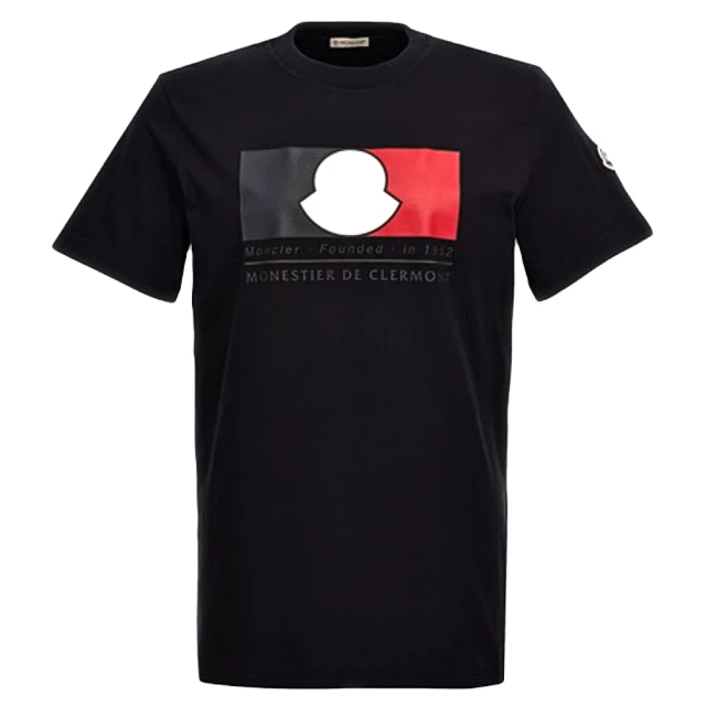 MONCLERMONCLER 春夏新款 男款 胸前三色標誌圖案&左臂品牌LOGO 短袖T恤-夜藍色(S號、M號、L號、XL號)