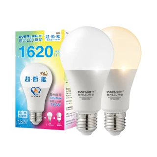 【Everlight 億光】LED燈泡 16W亮度 超節能plus 僅12W用電量 4入(白/黃光)