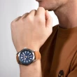 【Timberland】男錶HILLSBORO系列 山林經典休閒腕錶 皮帶-藍/小麥色43mm(TDWGB0041402)