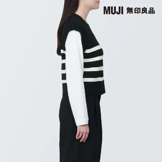 【MUJI 無印良品】女棉混可水洗螺紋V領短版背心(共4色)