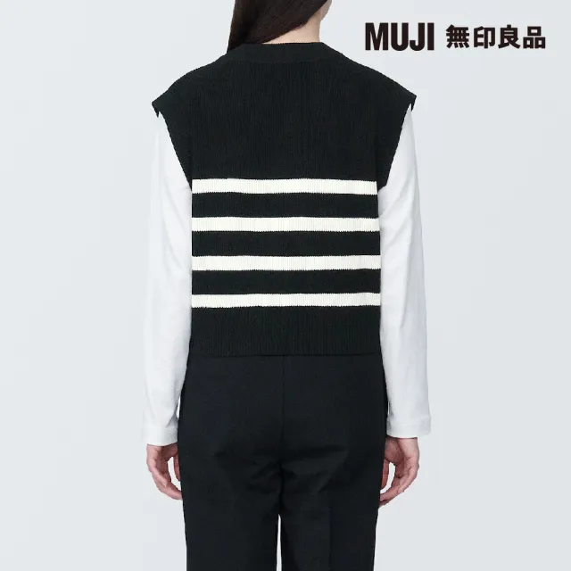 【MUJI 無印良品】女棉混可水洗螺紋V領短版背心(共4色)