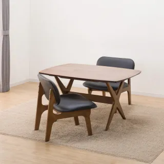 【NITORI 宜得利家居】◎耐磨合成皮革 木質餐桌椅3件組 RELAX 120 WIDE NS MBR/BK