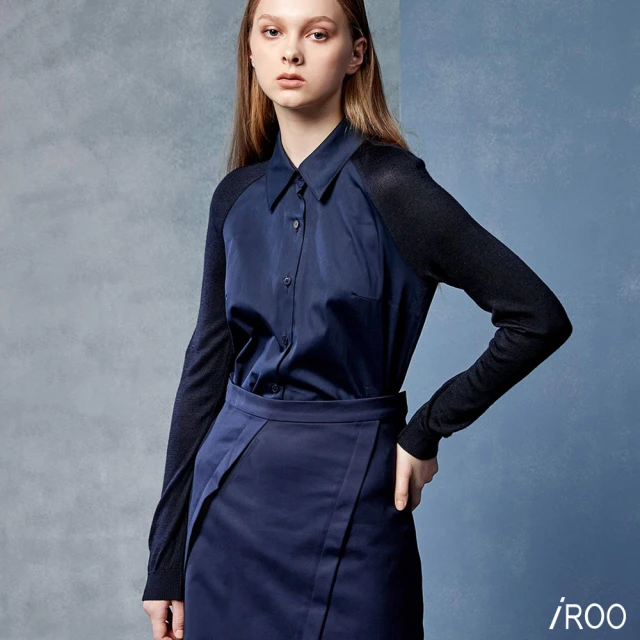 iROO V領口袋流行時尚洋裝好評推薦