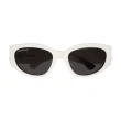 【Balenciaga 巴黎世家】銀色LOGO膠框太陽眼鏡(BB0324SK-004  雙B LOGO)