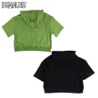 【SNOOPY 史努比】史努比兄弟WOOF短版連帽T恤(綠/黑)