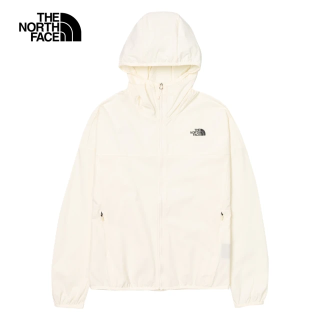 The North Face 北面女款米白色防潑水防曬連帽防風外套｜7WCPQLI