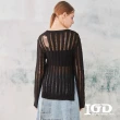 【IGD 英格麗】速達-網路獨賣款-長版洞洞針織上衣(黑色)