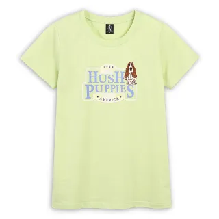 【Hush Puppies】女裝 T恤 質感品牌印花刺繡狗T恤(淺綠 / 43211109)