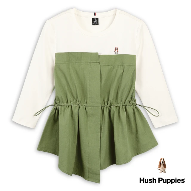 Hush Puppies 女裝 上衣 不規則下擺假兩件上衣(軍綠 / 43210102)