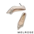 【MELROSE】美樂斯 高雅氣質晶鑽蝴蝶結絲布尖頭高跟鞋(可米)