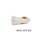 【MELROSE】美樂斯 典雅珍珠圓釦全真皮娃娃低跟鞋(米白)