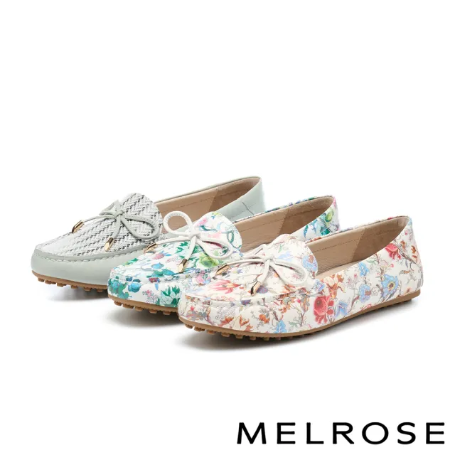 【MELROSE】美樂斯 日常美學蝴蝶結全真皮樂福平底鞋(紅)