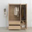 【IDEA】薩斯2.5尺拉門木質收納衣櫃組合/4開2抽(加側邊櫃/2色)