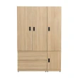 【IDEA】薩斯2.5尺拉門木質收納衣櫃組合/4開2抽(加側邊櫃/2色)