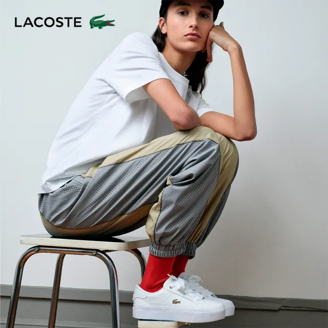 【LACOSTE】女鞋-Ziane厚底皮革運動鞋(白色)