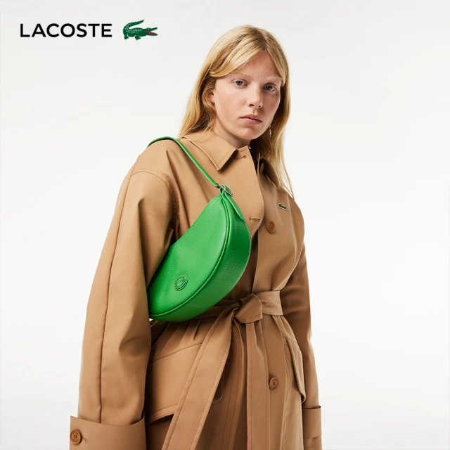 LACOSTELACOSTE 包款-女士頂級粒面皮革半月包(亮綠色)