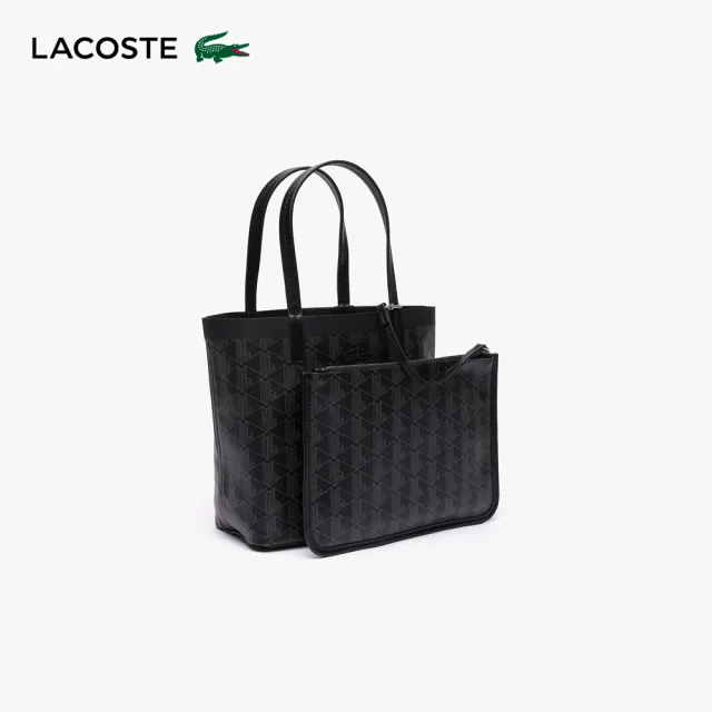 【LACOSTE】包款-印花塗層帆布小包(黑色)