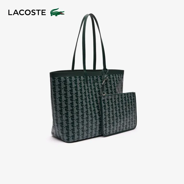 【LACOSTE】包款-印花塗層帆布中型包(深綠色)