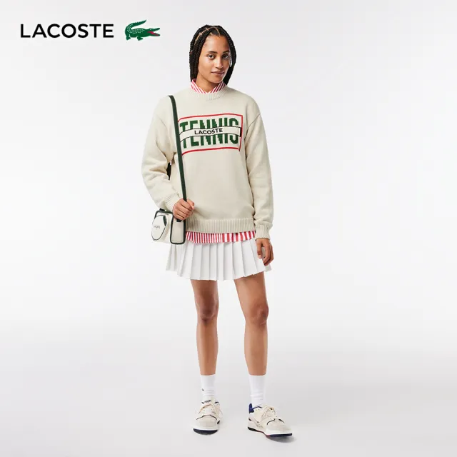 【LACOSTE】包款-網球風帆布小包(雙11限定 1111 白色)