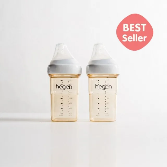 【hegen】金色奇蹟PPSU多功能方圓型寬口奶瓶 240ml 雙瓶組(母嬰用品 新生禮 月子中心 不含塑化劑)