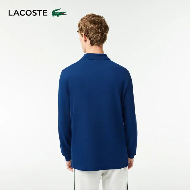 【LACOSTE】男裝-經典L1312長袖Polo衫(藍色)