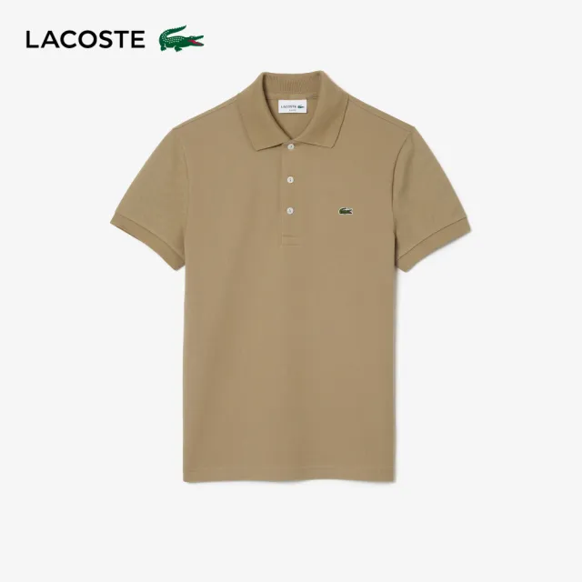 【LACOSTE】男裝-經典修身短袖Polo衫(卡其色)