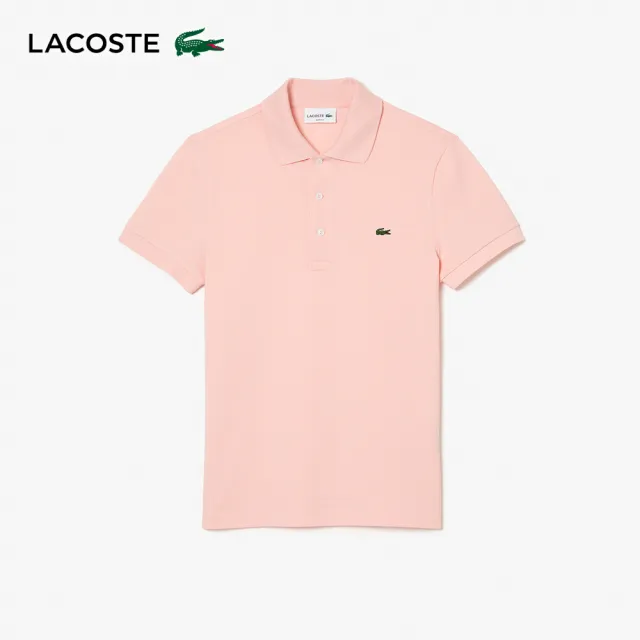 【LACOSTE】男裝-經典修身短袖Polo衫(粉色)