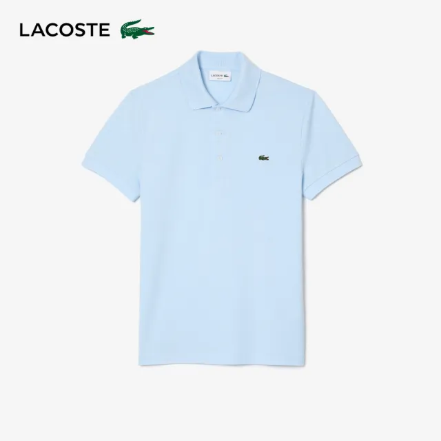 【LACOSTE】男裝-經典修身短袖Polo衫(天空藍)