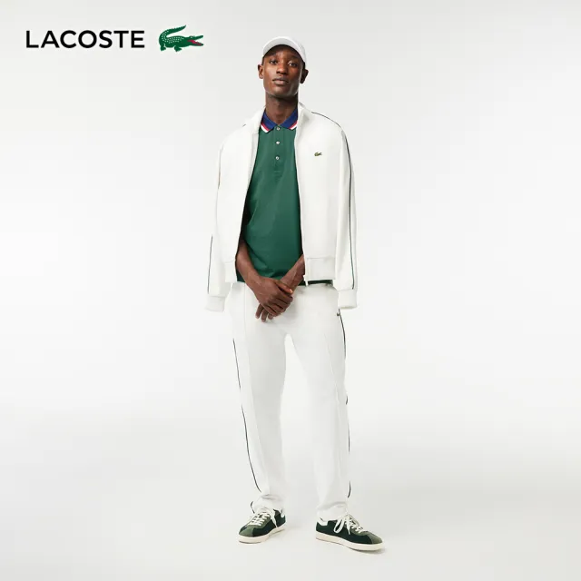 【LACOSTE】男裝-休閒翻羅紋領短袖Polo衫(杉木綠)