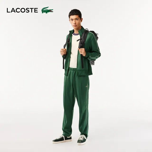 【LACOSTE】男裝-配色皮克領T恤(米白色)