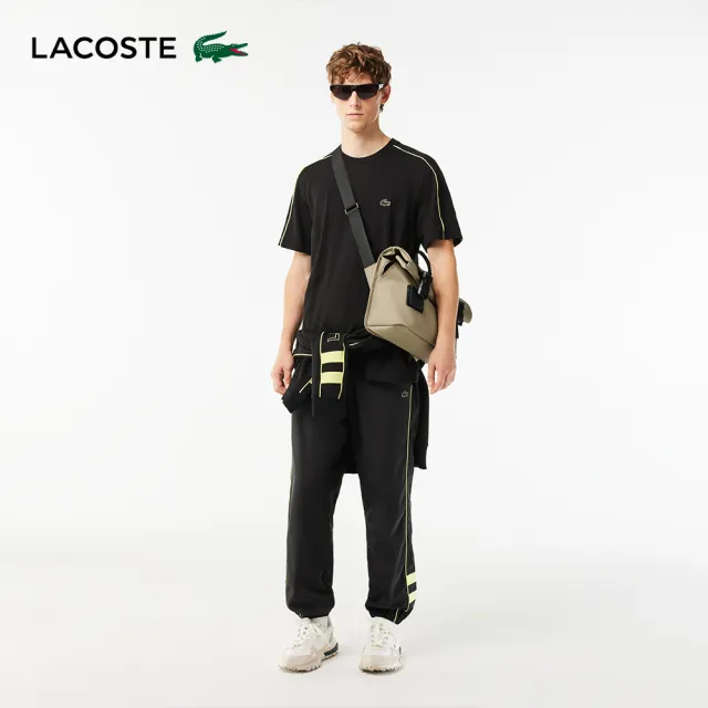 【LACOSTE】男裝對比色Logo短袖T恤(黑色)