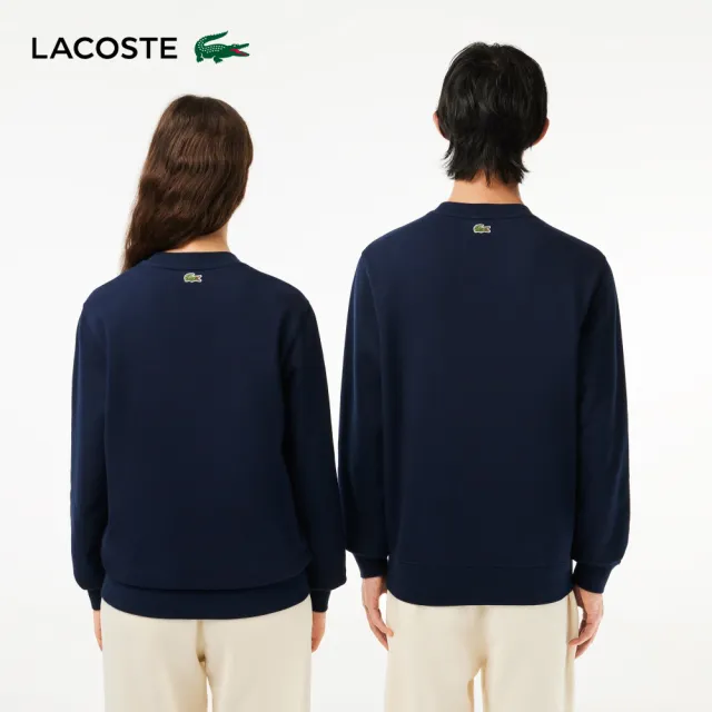 【LACOSTE】中性款-經典立體印花運動衛衣(藍色)