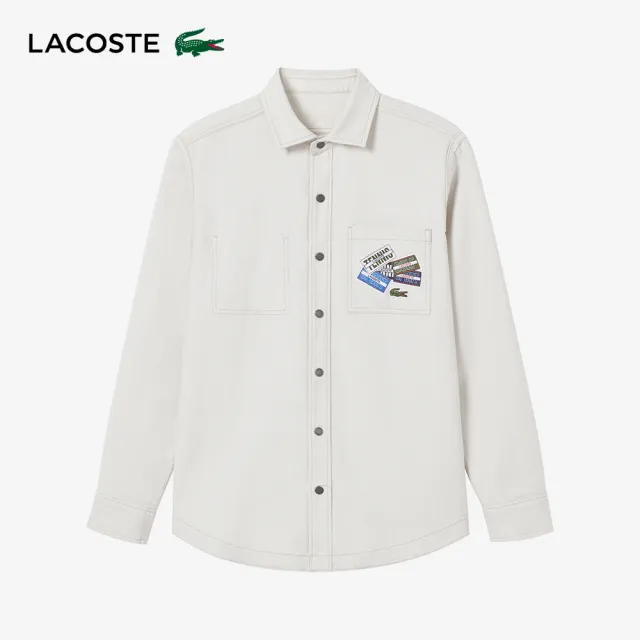 【LACOSTE】男裝-雙面穿純棉工作長袖襯衫(白色)