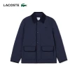 【LACOSTE】男裝-格紋鋪棉大口袋外套(藍色)