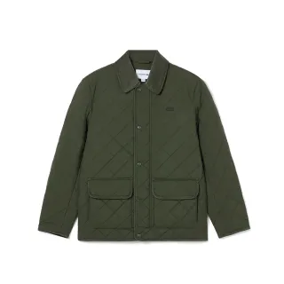 【LACOSTE】男裝-格紋鋪棉大口袋外套(綠色)