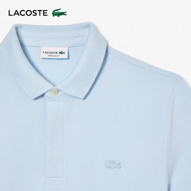 【LACOSTE】男裝-經典巴黎商務短袖Polo衫(溪水藍)