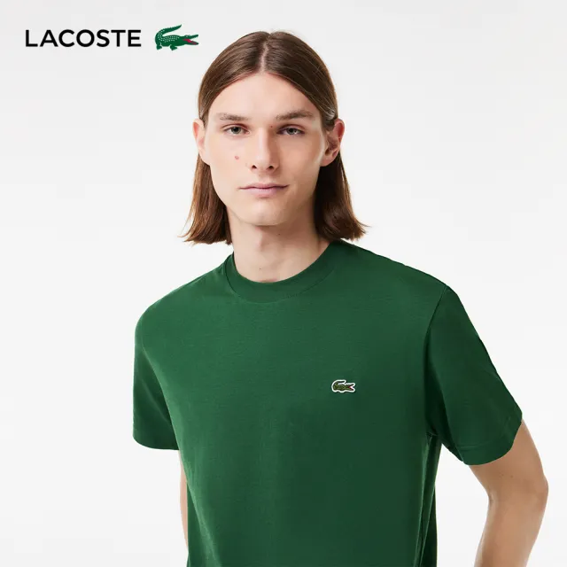 【LACOSTE】男裝-經典版型logo棉質短袖T恤(深綠色)