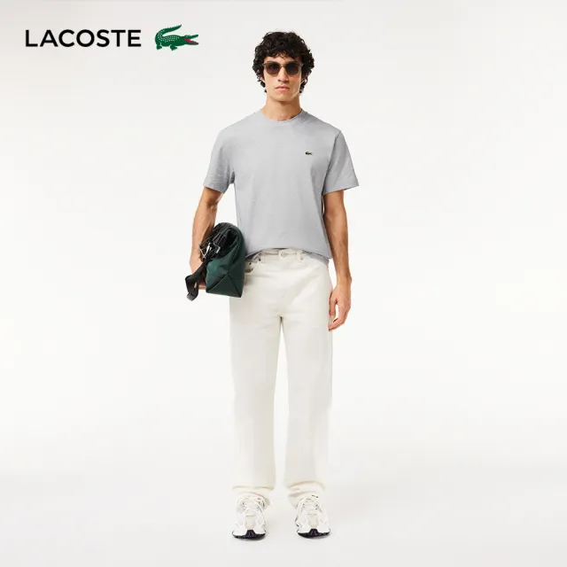 【LACOSTE】男裝-經典版型logo棉質短袖T恤(花紗灰)