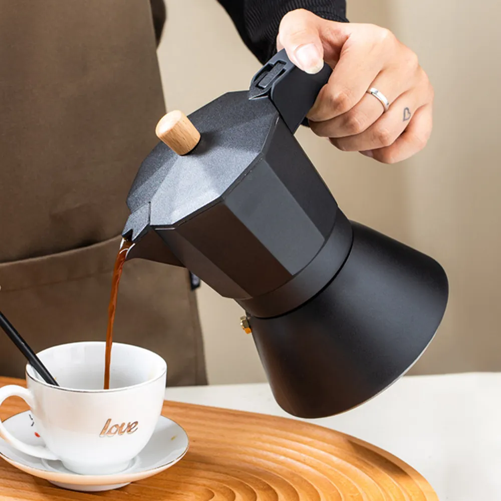 愜意時光】精工質感八角摩卡壺300ml(手沖義式咖啡咖啡壺沖泡壺濃縮咖啡