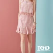 【IGD 英格麗】速達-網路獨賣款-清新格紋小香風毛呢波浪短裙(粉色)