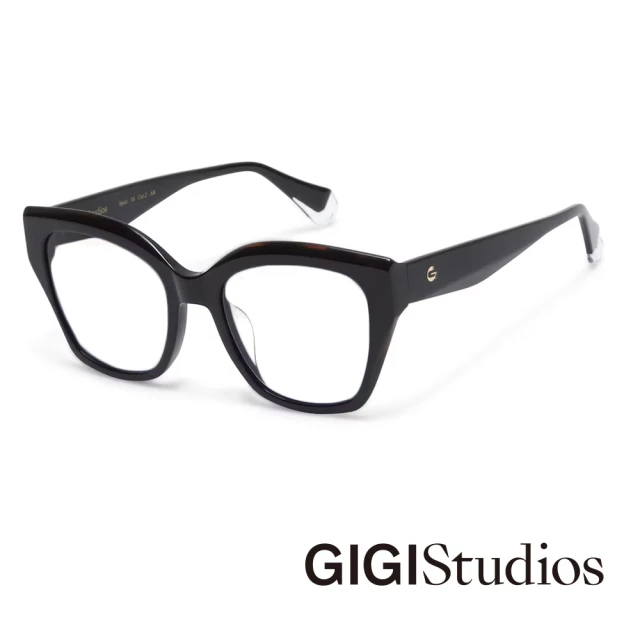 GIGI Studios 幾何曲線粗框貓眼光學眼鏡(黑 - POPPY-67322/1)