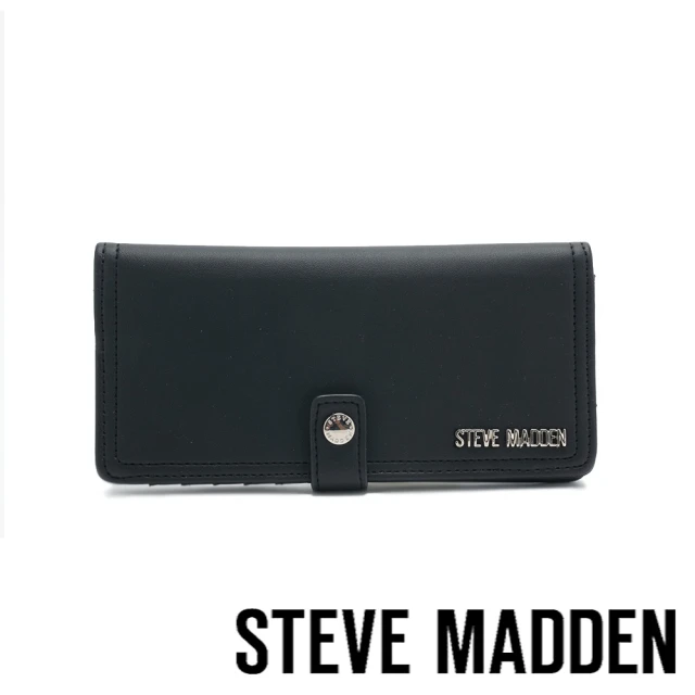 STEVE MADDEN SLG-1700 素面簡約扣式皮夾(黑色)