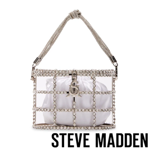 STEVE MADDEN BEDNA 奢華鑽面簍空手提包(銀色)