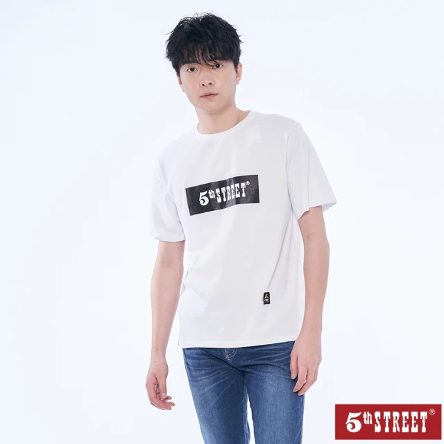 5th STREET 男裝露營工具熱感應短袖T恤-白色(山形