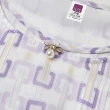 【ILEY 伊蕾】幾何印花織帶雪紡上衣(淺紫色；M-XL；1241181403)