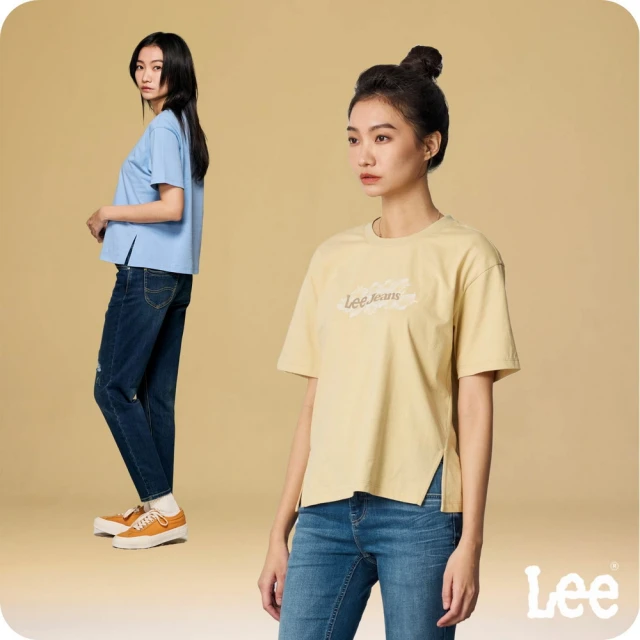 【Lee 官方旗艦】女裝 短袖T恤 / 水紋 Lee Jeans 共2色 男朋友版型(LB402035184 / LB402035185)