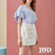 【IGD 英格麗】速達-網路獨賣款-清爽亞麻造型短裙(白色)