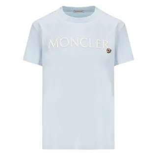 【MONCLER】女款 胸前刺繡英文名&品牌LOGO 短袖T恤-淺藍色(XS號、S號、M號、L號)